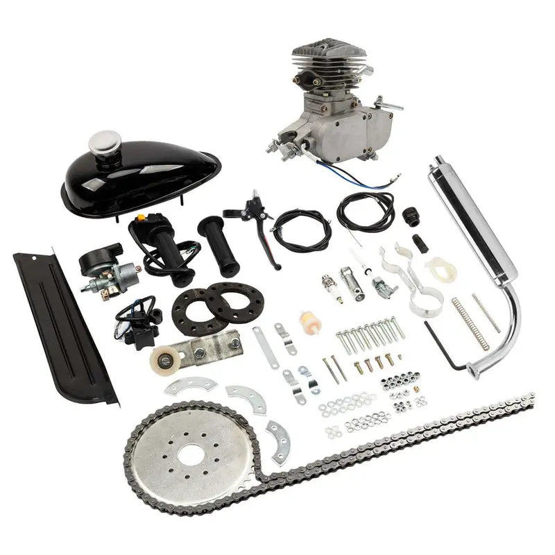 80cc 2-Stroke Bicycle Motor Kit – Fits 26-Inch Wheels. Silver-White Finish