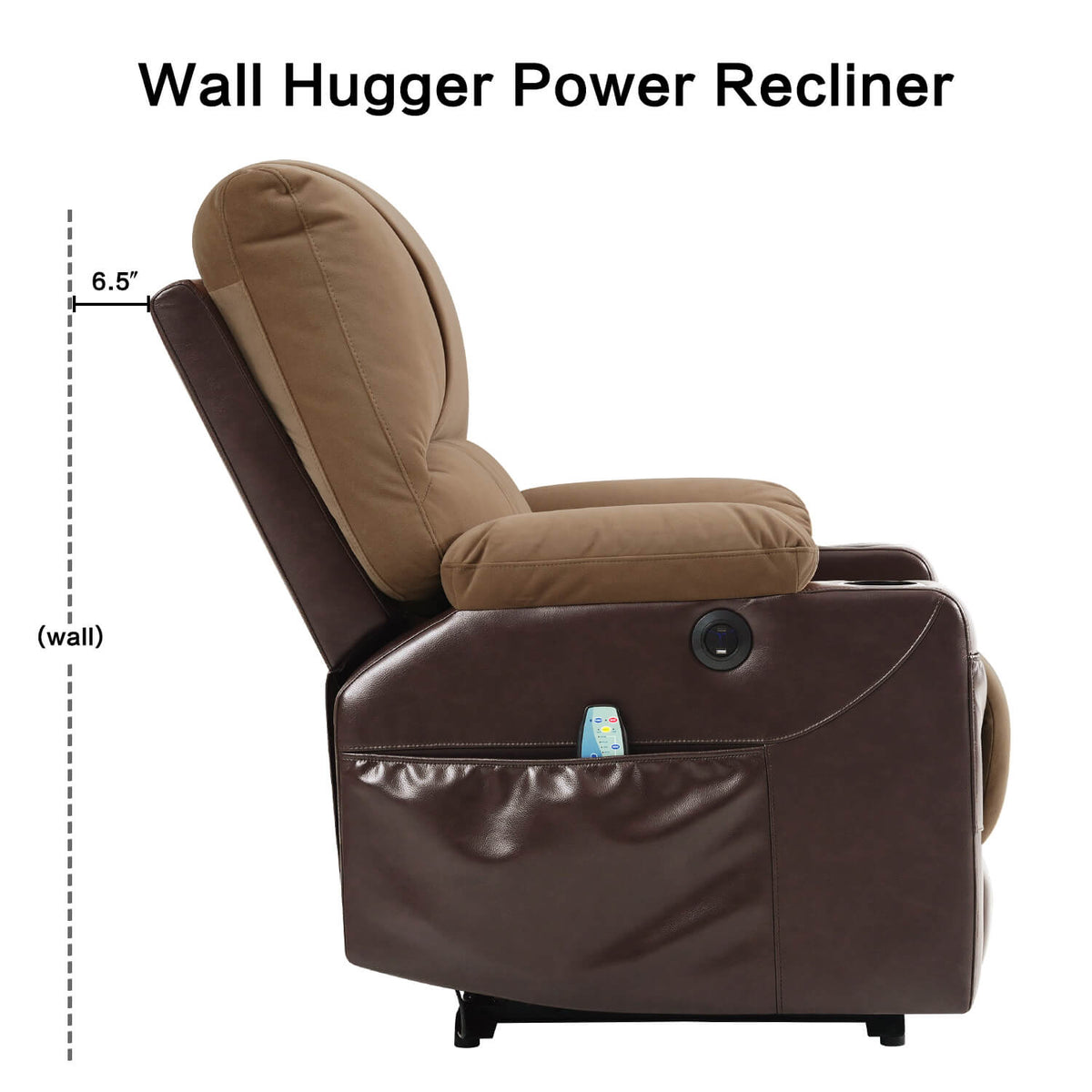 Power Recliner Chair with Heat and Massage. Wall Hugger