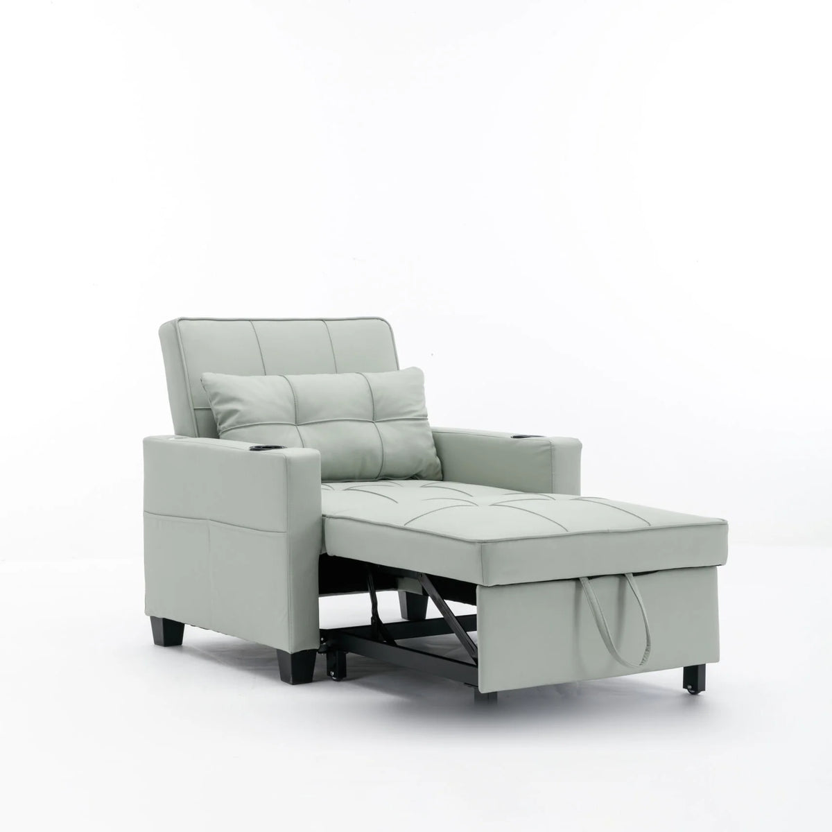 Convertible Futon Sofa Bed. 3 - in - 1 Multi - Functional Sleeper Chair Bed with USB Ports. Adjustable Backrest Recliner. for Living Room Bedroom Small Space. Tech Cloth. Dark Grey