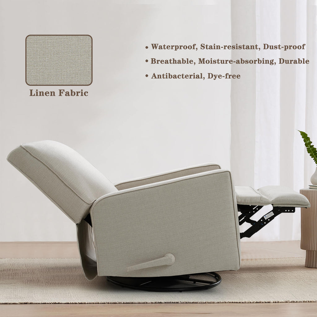 Manual Recliner Nursery Glider & Swivel Rocking Recliner Chair. Fabric