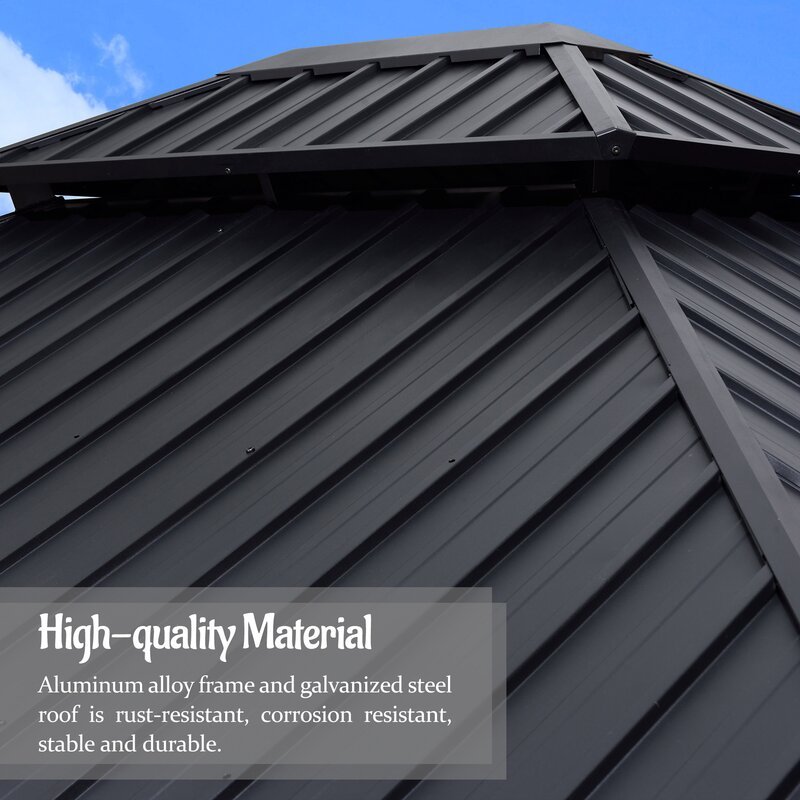 Double Tier 14 Ft. W x 12 Ft. D Metal Patio Gazebo