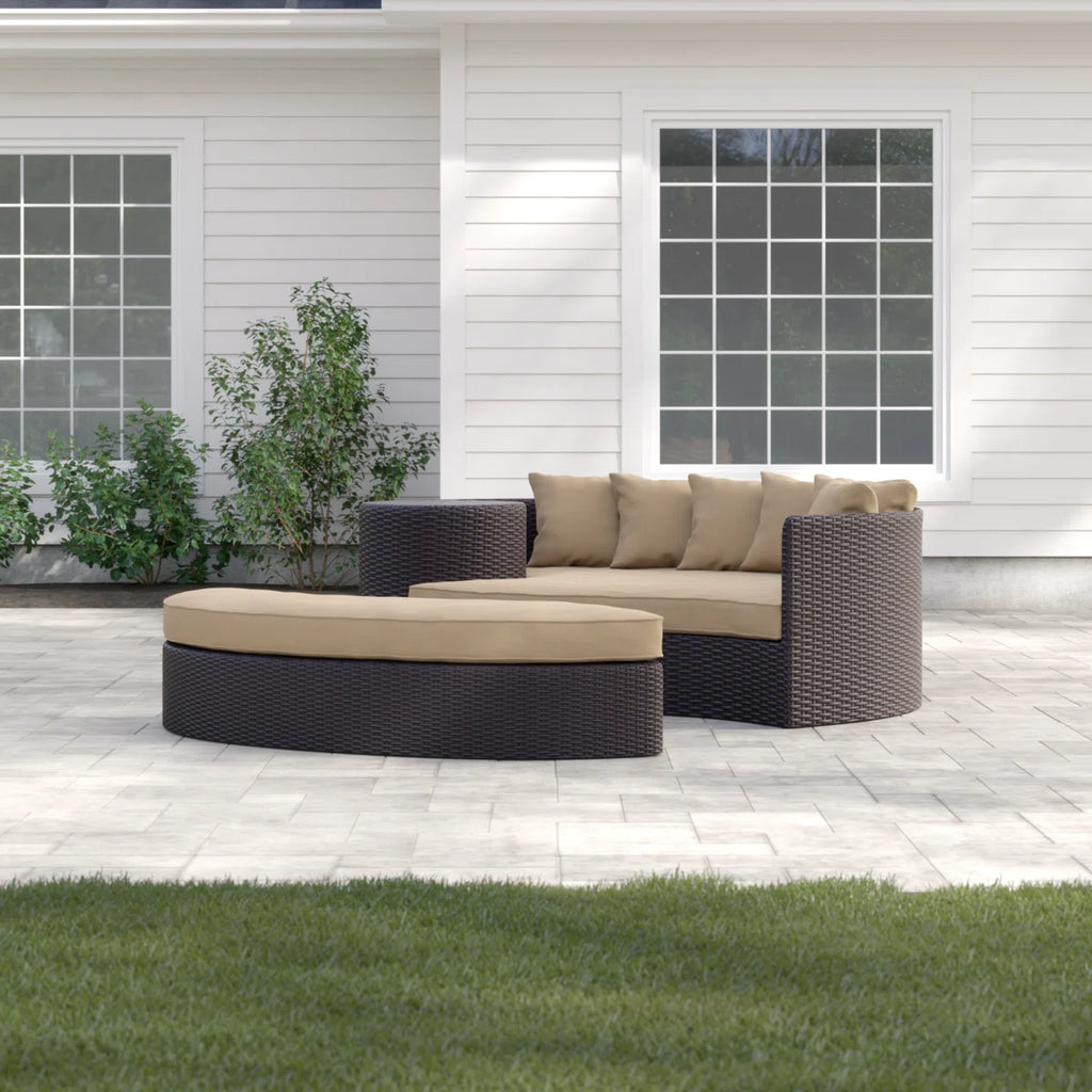Zehra 79 Wide Outdoor Wicker Patio Daybed with Cushions