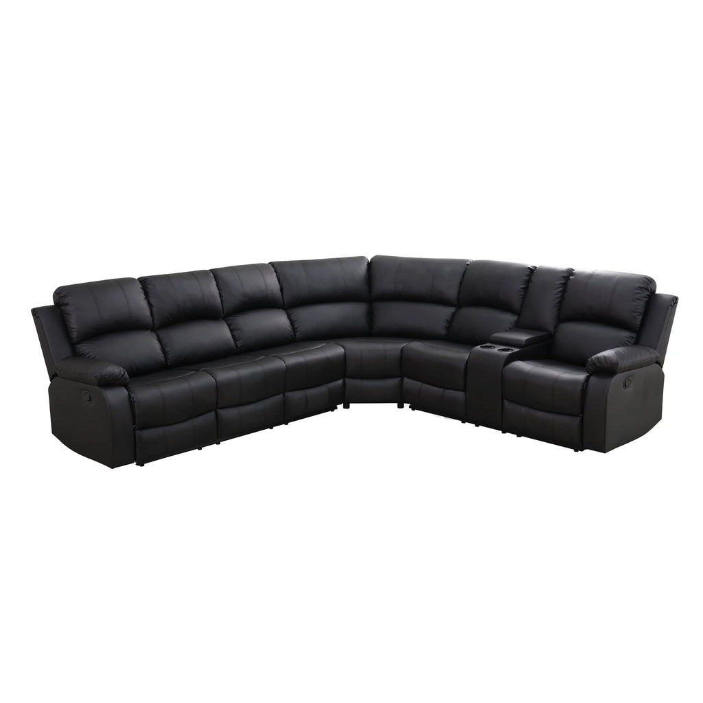 Aukfa 3 - Piece Recliner Sofa Set. 6 Seat Sectional Couch with Cup Holders&Storage Console. Gray