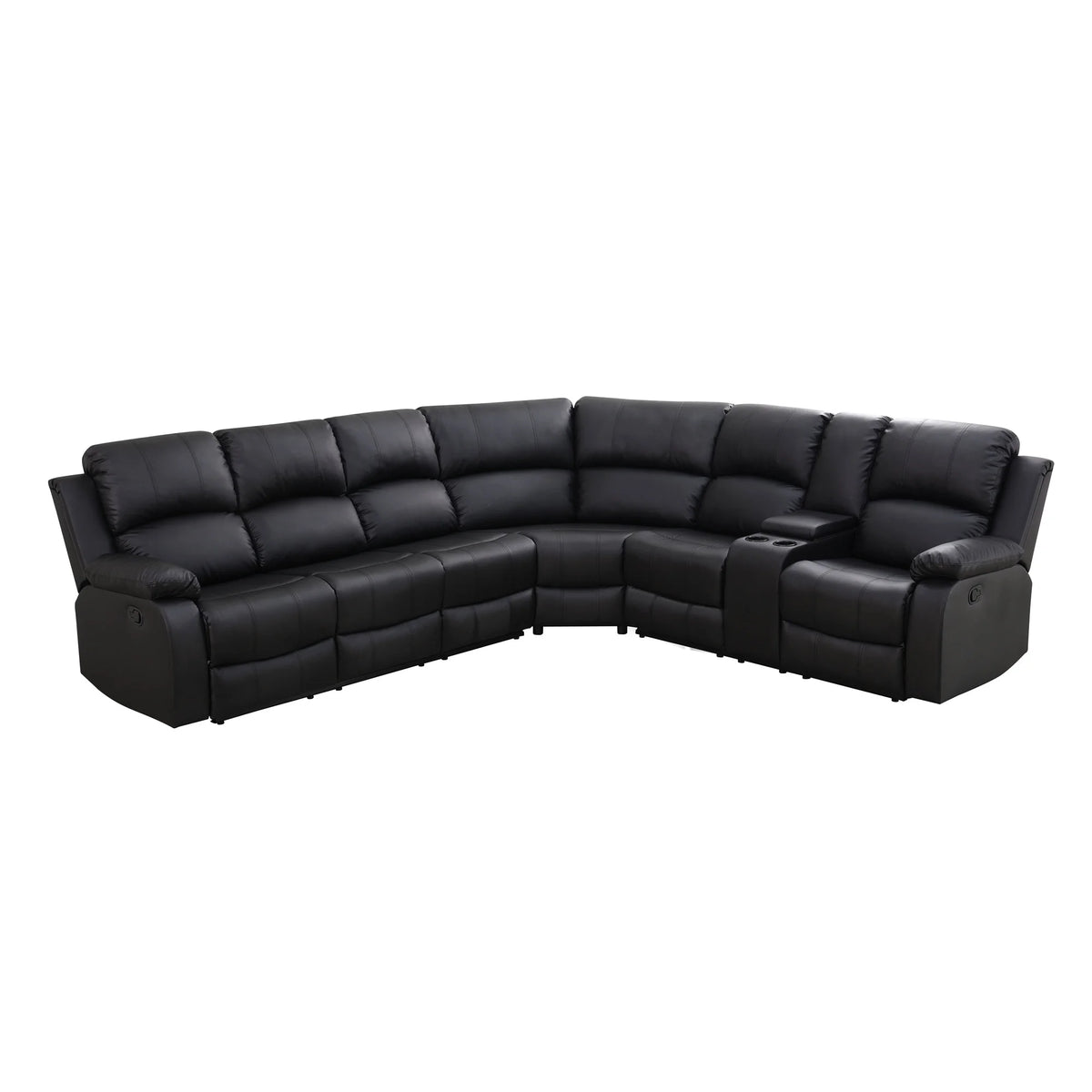 Aukfa 3 - Piece Recliner Sofa Set. 6 Seat Sectional Couch with Cup Holders&Storage Console. Gray