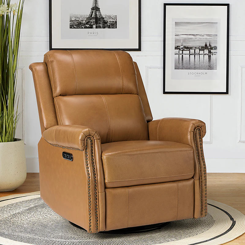 Kaietan Genuine Leather Power Rocking Recliner