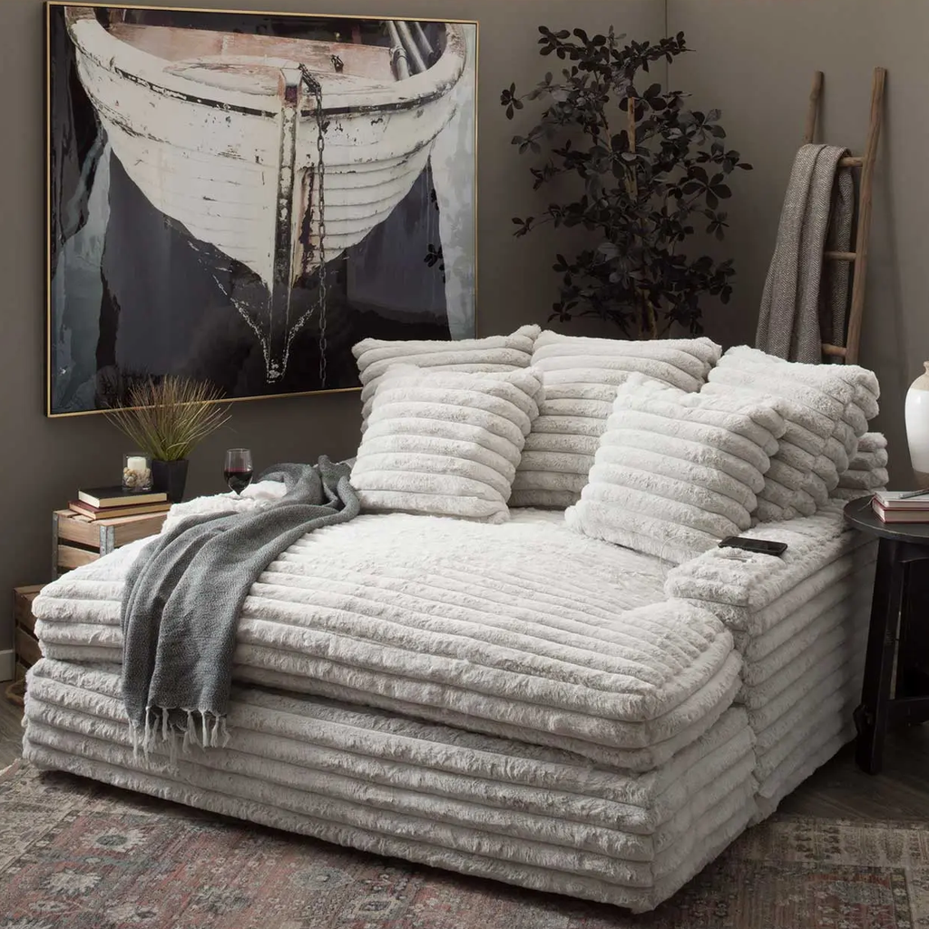 Winter Sale - Nestle Chaise Lounge With Dual Cupholders And Charging Ports