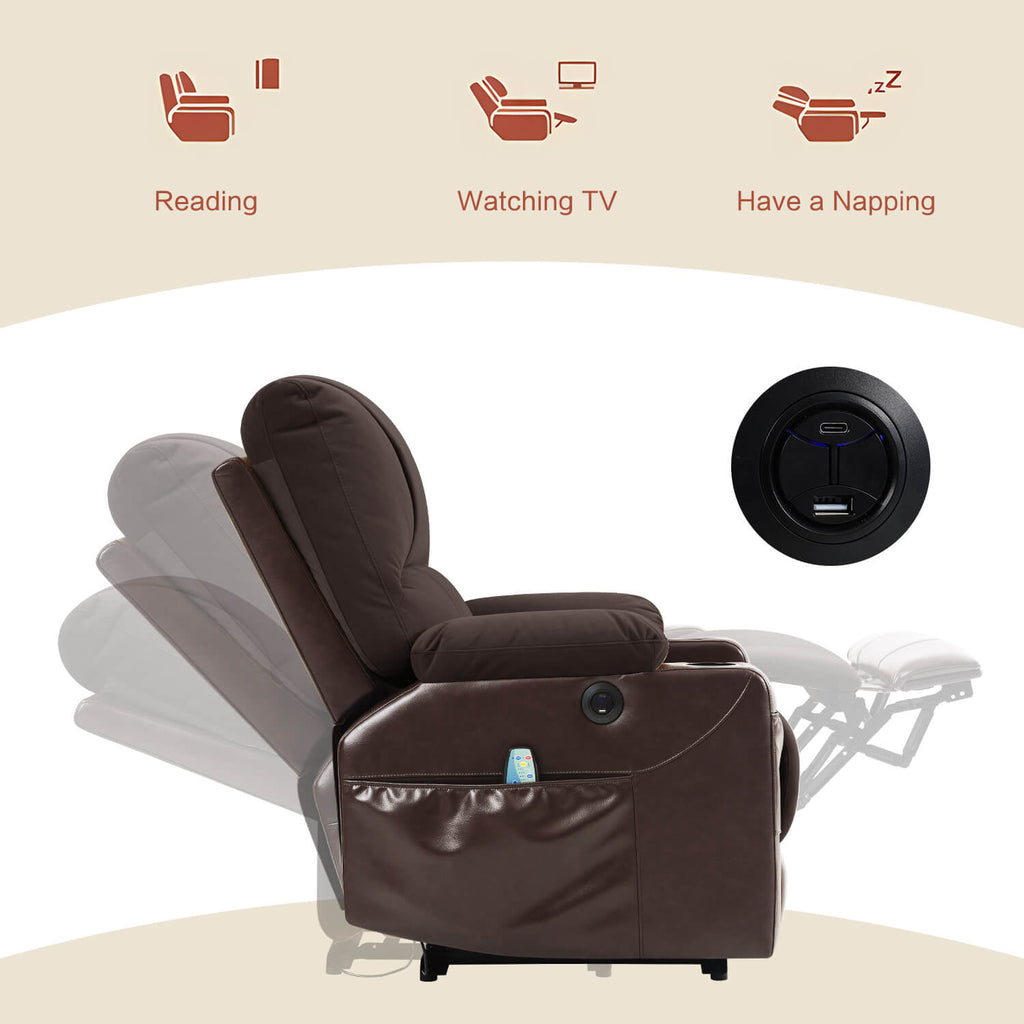Power Recliner Chair with Heat and Massage. Wall Hugger