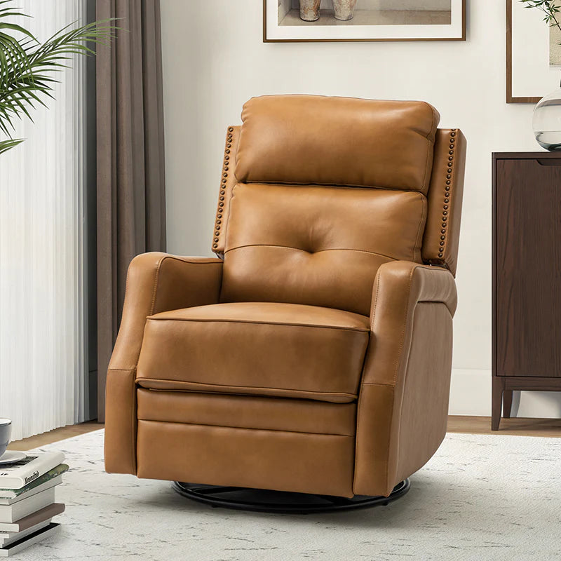 Benito 28.74 Wide Genuine Leather Swivel Rocker Recliner