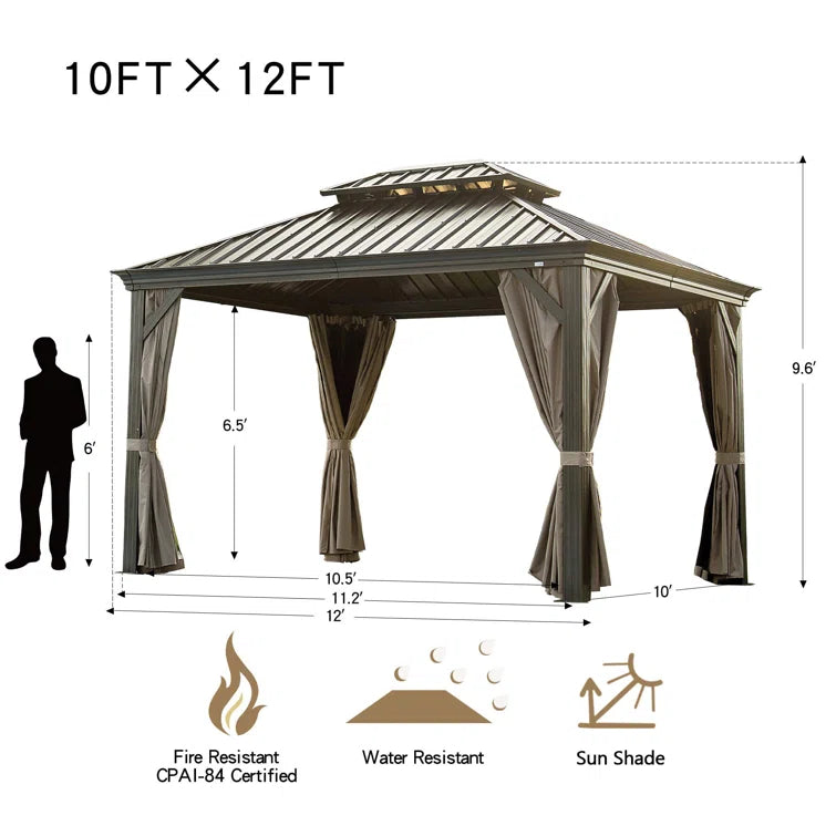 Calaro 12 Ft. W x 10 Ft. D Galvanized Steel Patio Gazebo
