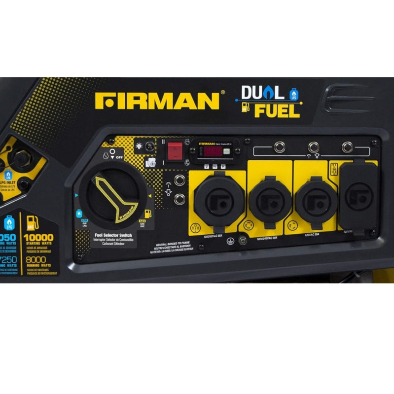 FIRMAN H08051 Dual Fuel Portable Generator. 10.000-Watts Power Generator with Electric Start. 12 Hours of Run Time. 439cc Engine. Versatile and Durable Generator