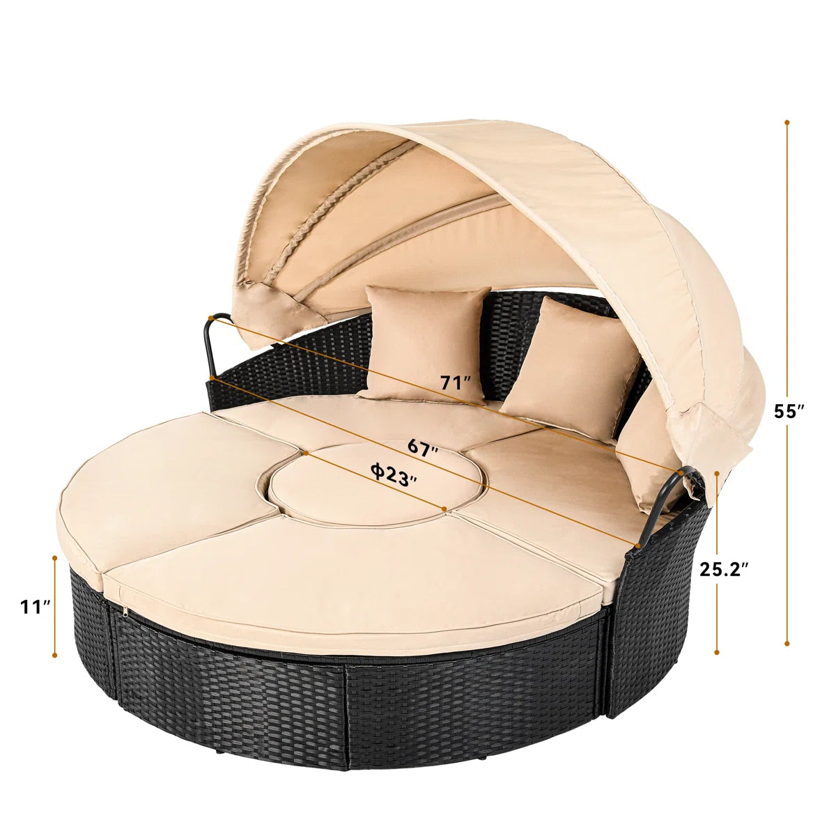 Antashia 70'' Wide Outdoor Patio Daybed with Cushions