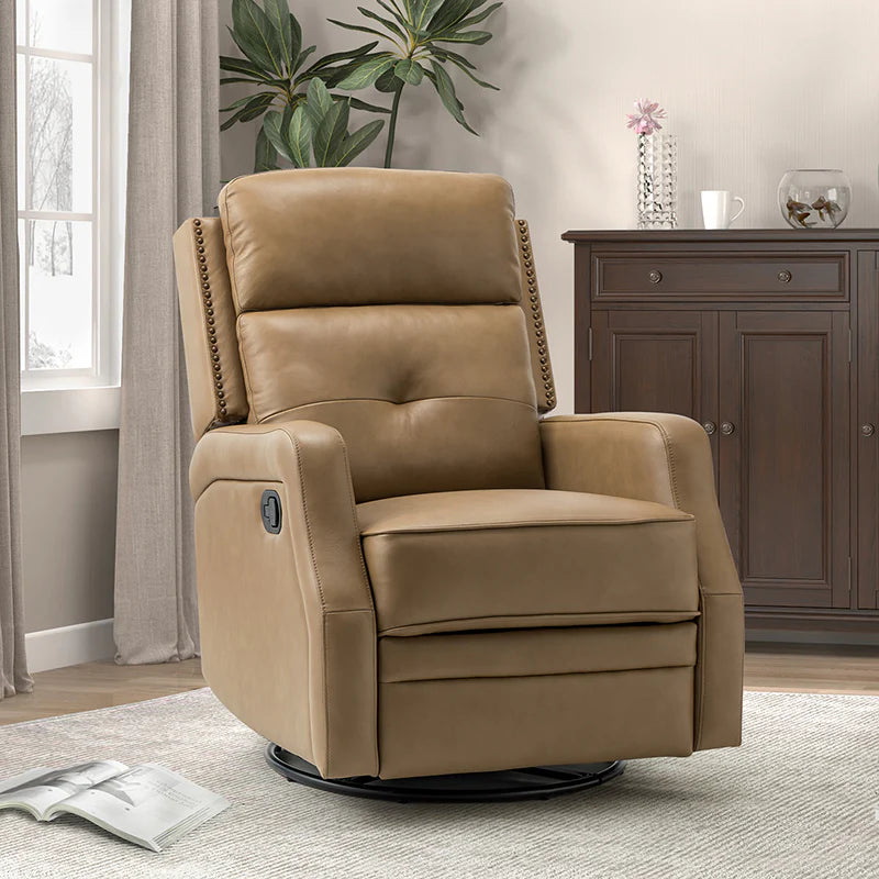 Benito 28.74 Wide Genuine Leather Swivel Rocker Recliner