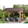 Sunjoy 14 Ft. W x 12 Ft. D Cedar Solid Wood Patio Gazebo