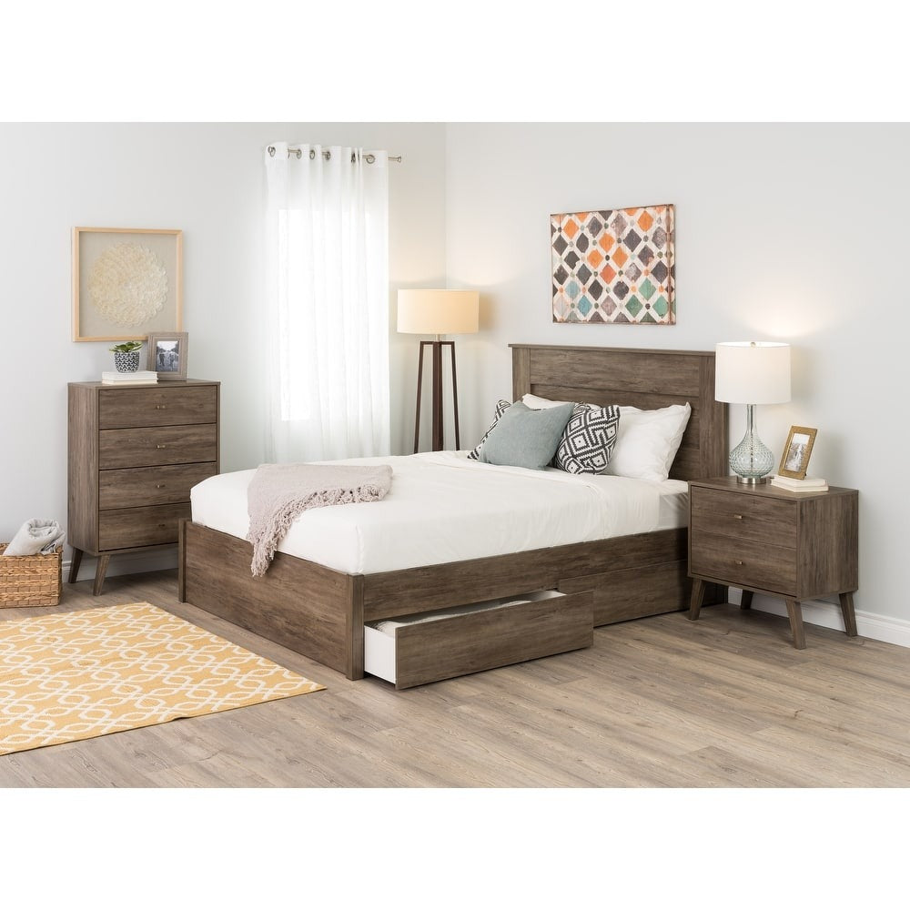 Prepac Milo Mid-Century Modern 4 Drawer Chest of Drawers. Contemporary Bedroom Furniture. Small Dresser for Bedroom