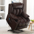 💥Clearance Sale🔥 MCombo Large Lay Flat Dual Motor Power Lift Recliner Chair Sofa with Massage and Heat. USB Ports. Cup Holders. Extended Footrest！
