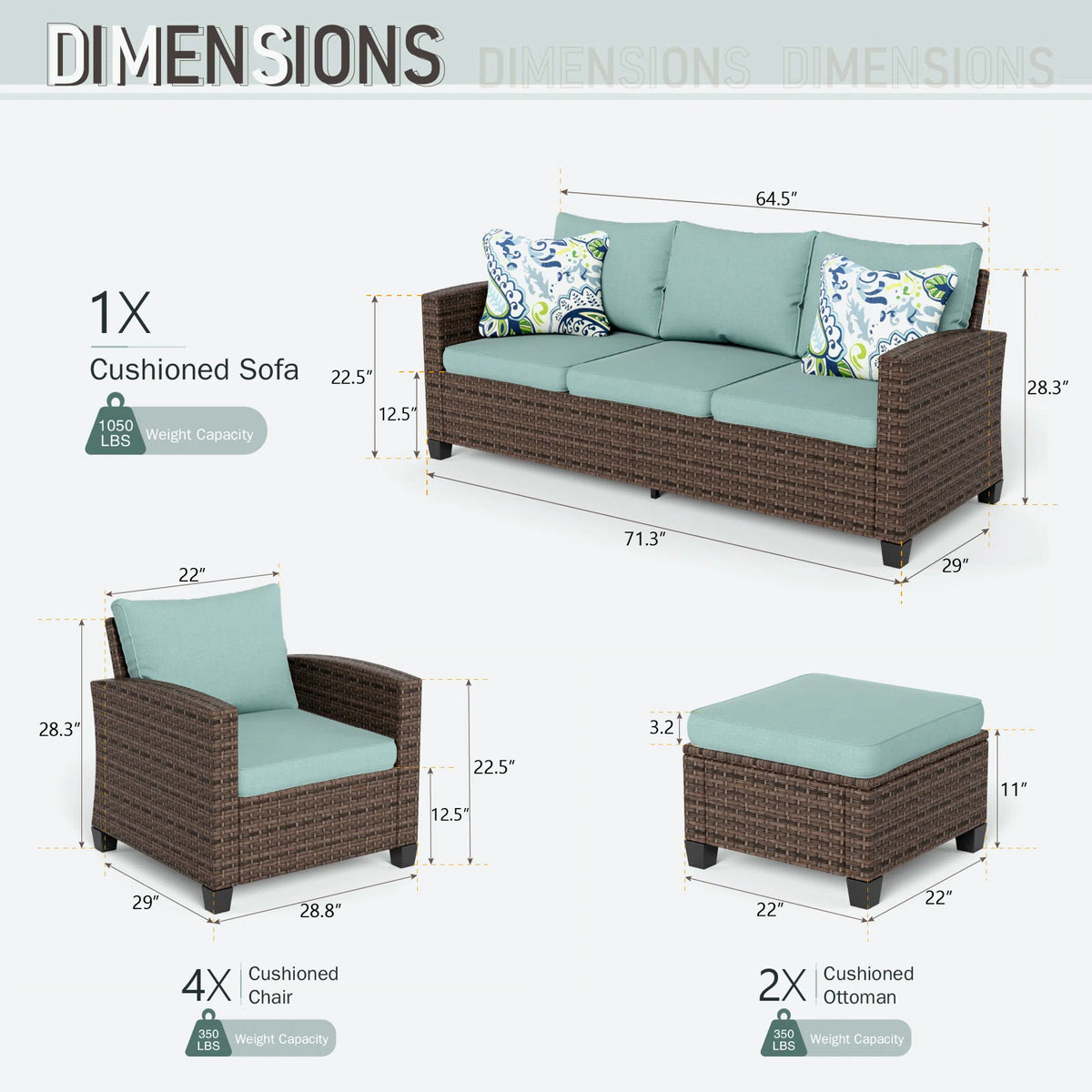 Wicker 9 - Person Garden Lounge Set with Cushions