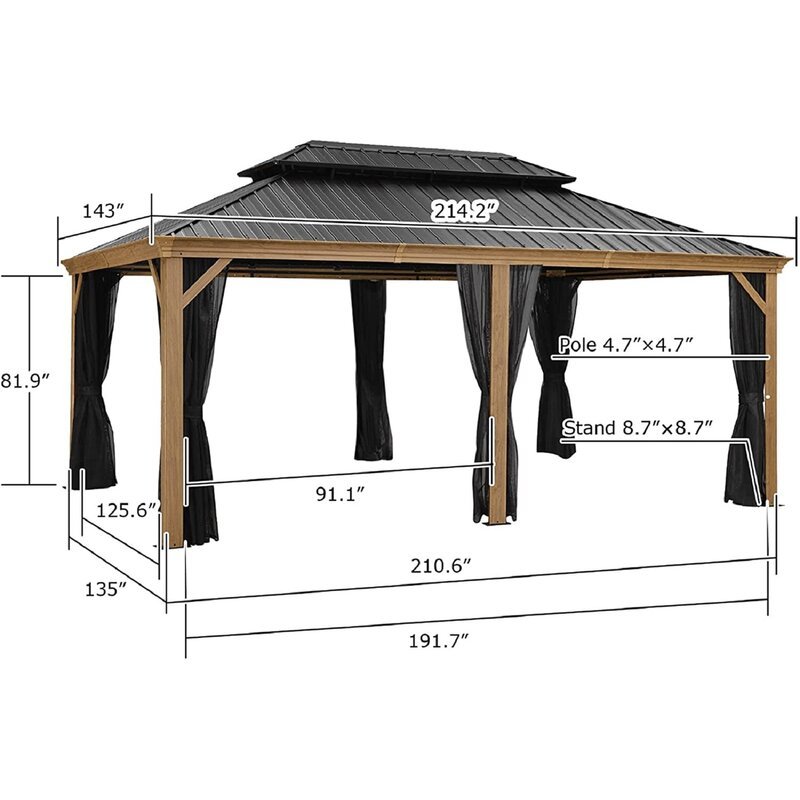 18 Ft. W x 12 Ft. D Metal Patio Gazebo