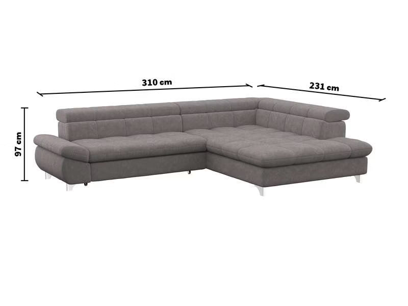 Canapé d'angle gauche/droite convertible TWIN 4 pl Tissu gris