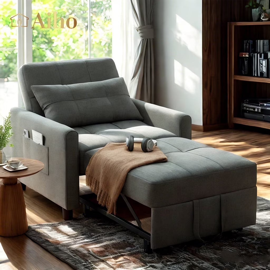 Convertible Sleeper Chair. Aiho 3 - in - 1 Convertible Sofa Bed Recliner Chair with Pull Out Couch - Dark Gray