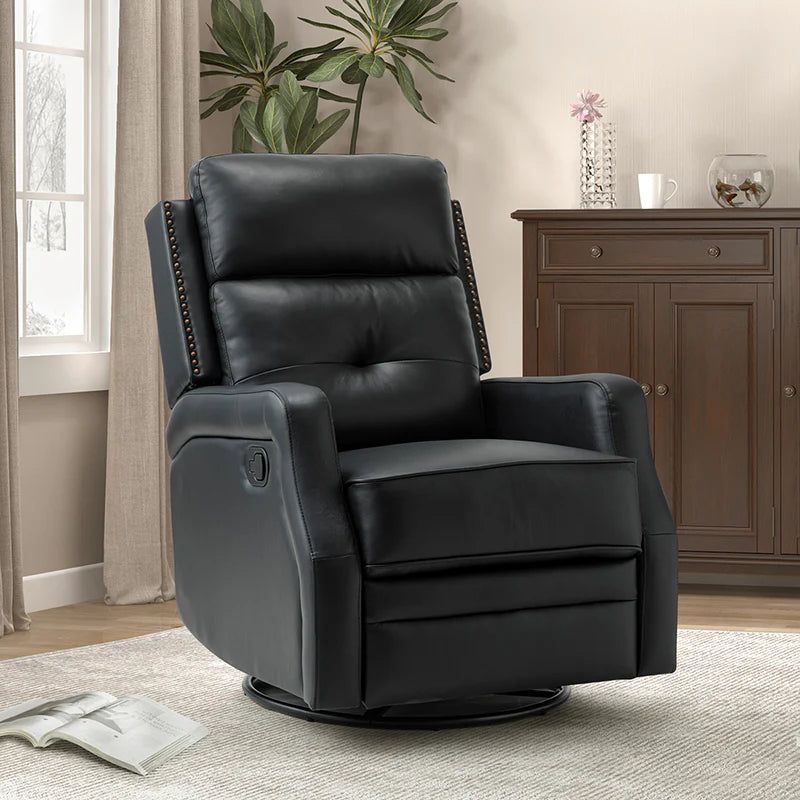Benito 28.74 Wide Genuine Leather Swivel Rocker Recliner