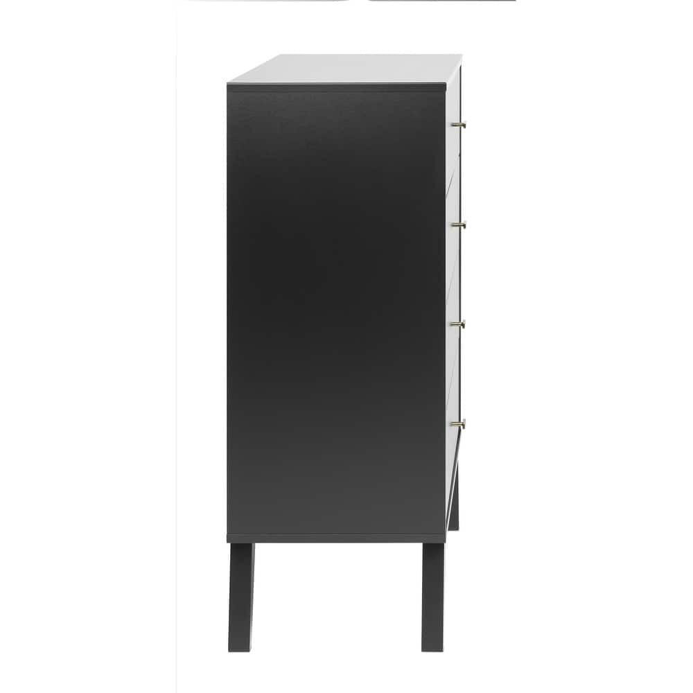 Prepac Milo Mid-Century Modern 4 Drawer Chest of Drawers. Contemporary Bedroom Furniture. Small Dresser for Bedroom