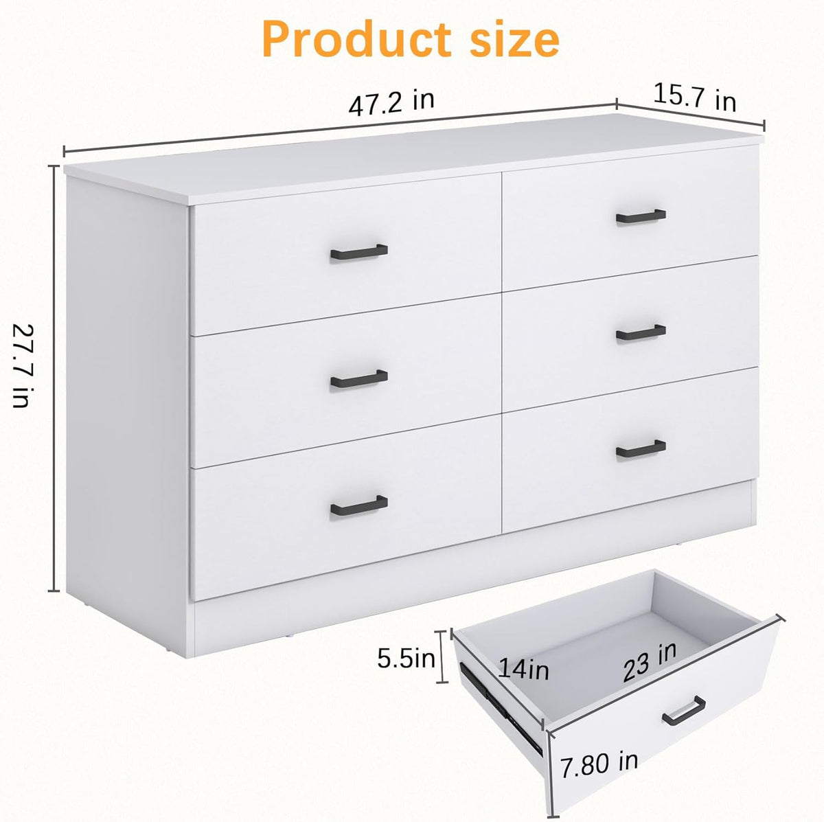 Bigbiglife Wood Dresser for Bedroom. 6 Drawer Double Dresser. Modern Chest of Drawers with Deep Drawers. Large Storage Organizer for Living Room. Closet