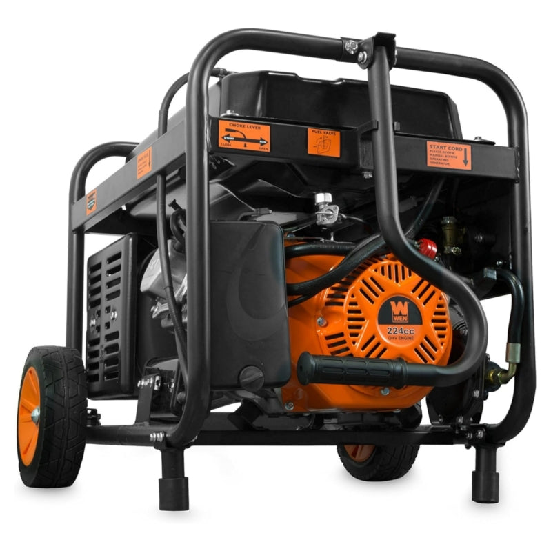 WEN DF475T Dual Fuel 240V Portable Generator with Electric Start Transfer Switch Ready. 4750-Watt. CARB Compliant