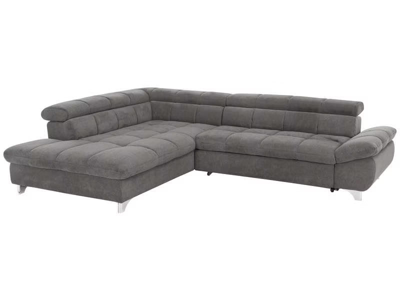 Canapé d'angle gauche/droite convertible TWIN 4 pl Tissu gris