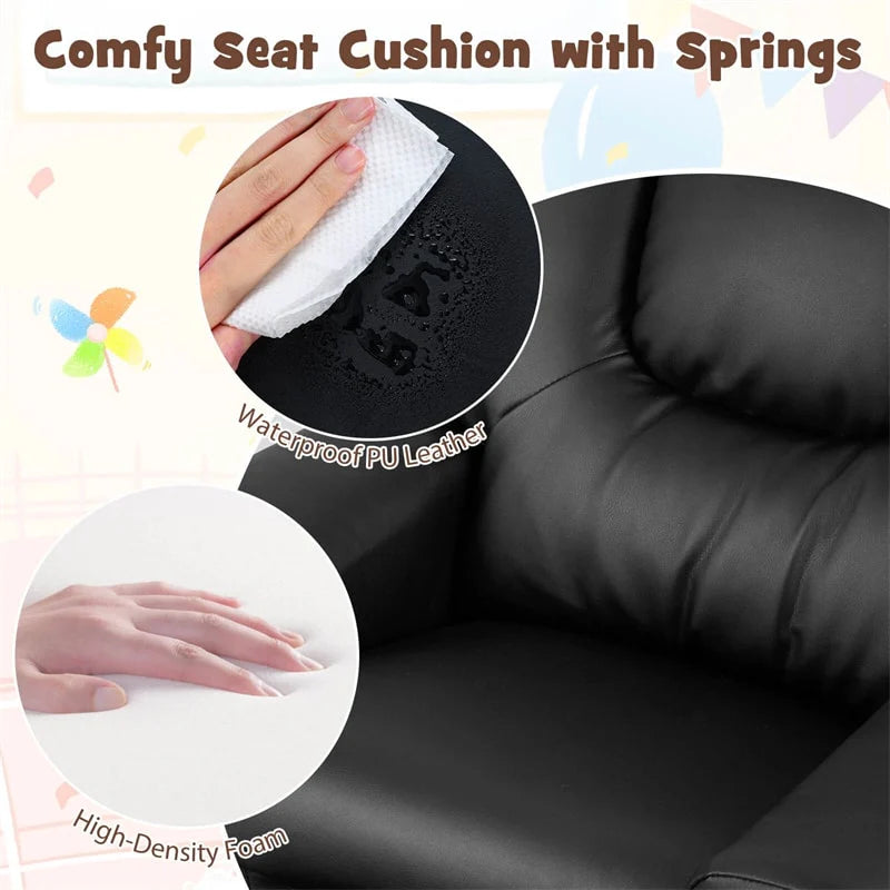 Kids Recliner Chair with Cup Holder & Side Pocket. Adjustable Toddler Lounge Sofa. Ergonomic Children Armchairs for Boys Girls Age 3+. 150lbs