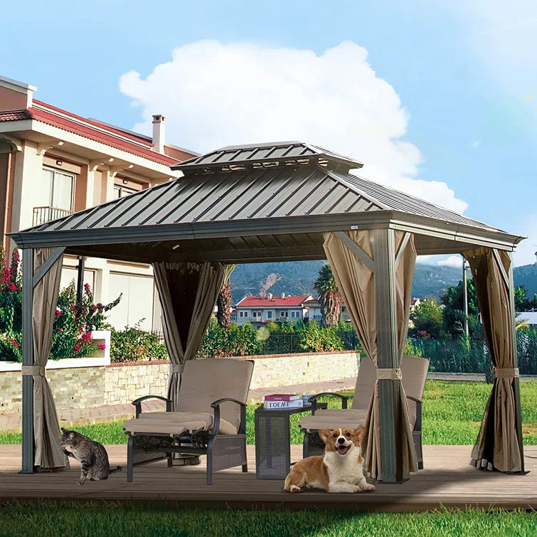Calaro 12 Ft. W x 10 Ft. D Galvanized Steel Patio Gazebo