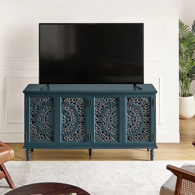 Emathides 63 Solid Wood Sideboard with Lighting & Wine Rack