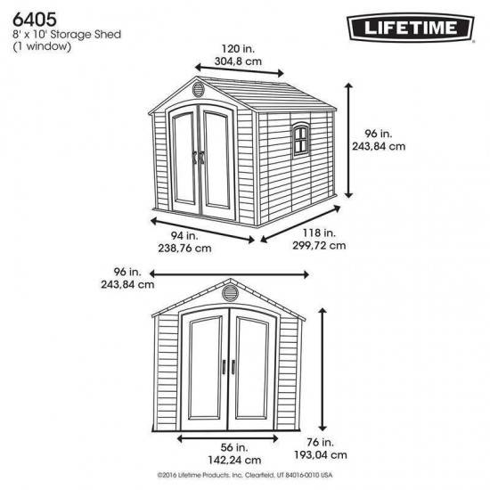 8 Ft. W x 10 Ft. D Plastic Traditional Storage Shed
