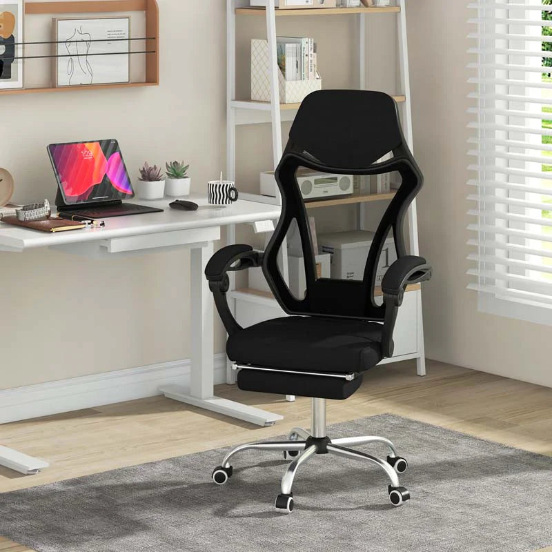 Mesh Office Chair Ergonomic Desk Chair with Footrest and Tilting Backrest. High Back Recliner Swivel Task Chair for Home Office