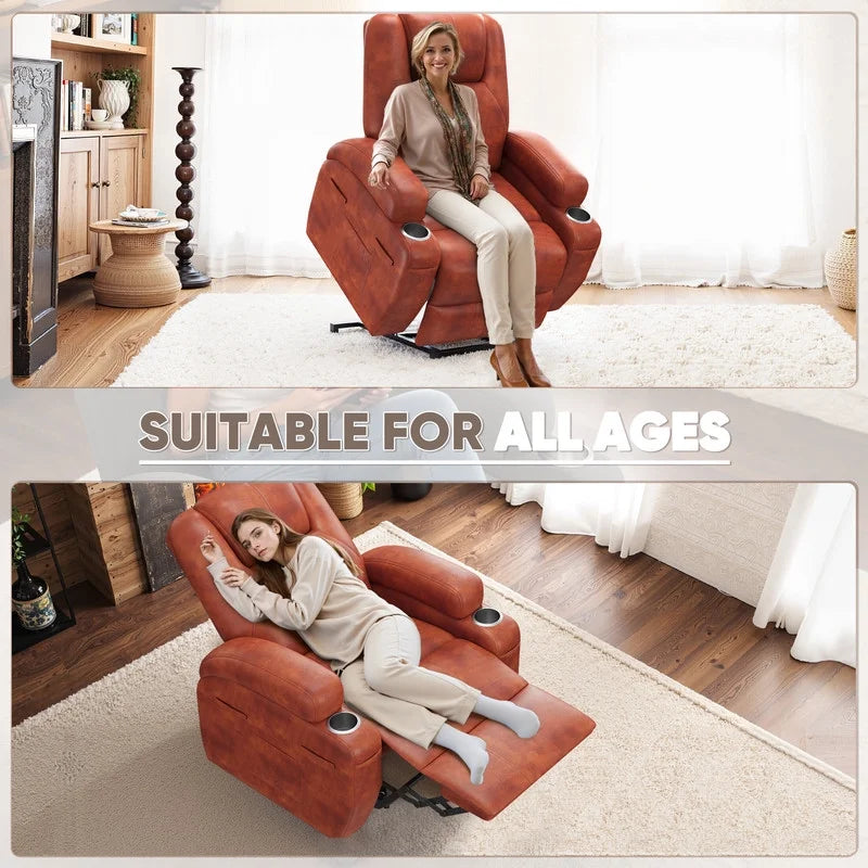 Lacoo Power Lift Electric Massage Recliner Chair Oversized Single Sofa with Cup Holder for Elderly. Black