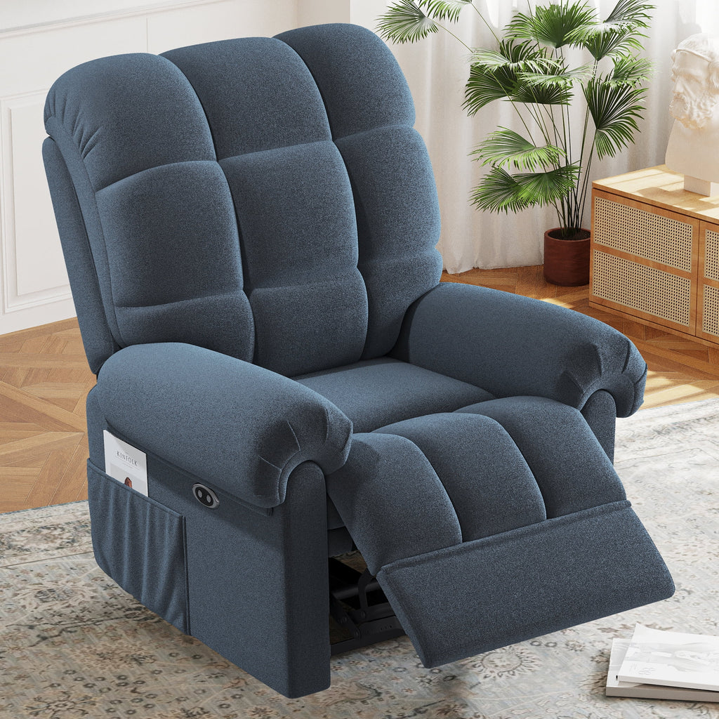 Power Recliner Chair. Electric Recline Sofa Chair for Adults with USB Port. Comfy Teddy Fleece Adjustable Cloud Sofa. Tool - Free Setup. Beige White