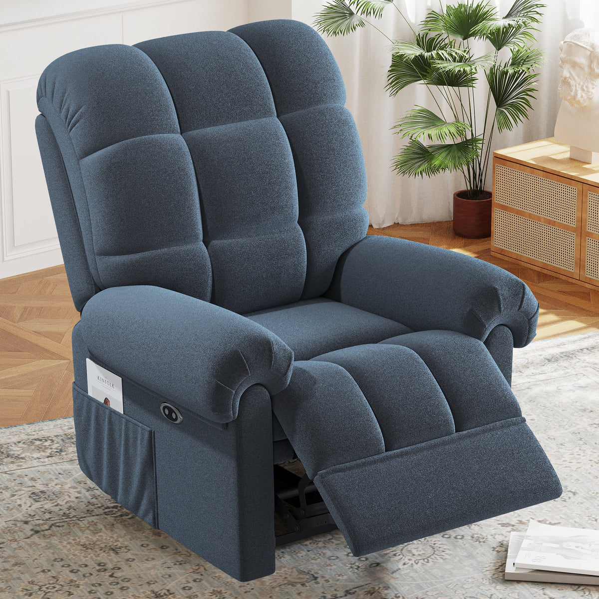 Power Recliner Chair. Electric Recline Sofa Chair for Adults with USB Port. Comfy Teddy Fleece Adjustable Cloud Sofa. Tool - Free Setup. Beige White
