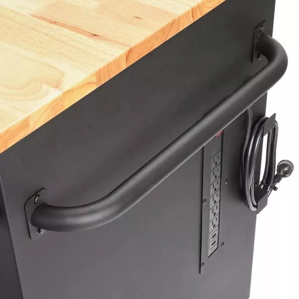 HEAVY-DUTY 72 IN. W 18-DRAWER. DEEP TOOL CHEST MOBILE WORKBENCH IN MATTE BLACK WITH ADJUSTABLE-HEIGHT HARDWOOD TOP