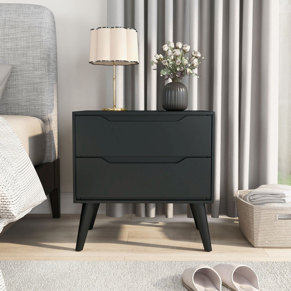 Bodo Mid-century Modern Wood 2-Drawer Nightstand by Carson Carrington