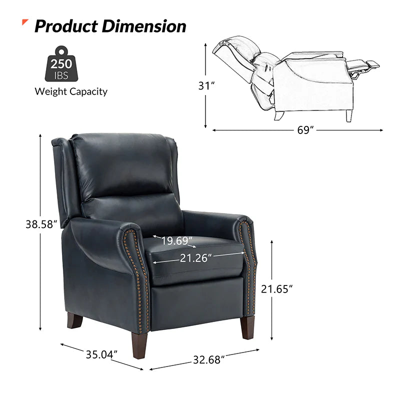 Rosaura 32.68 Wide Genuine Leather Manual Recliner