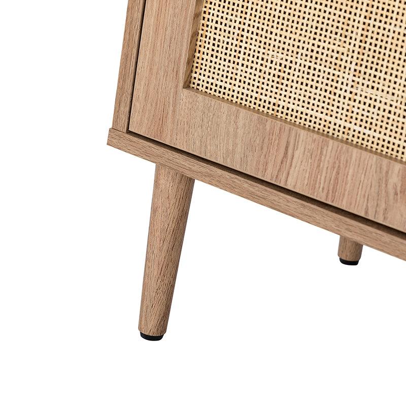 Posey 56 Wide Wood and Rattan Kacie Modern Sideboard