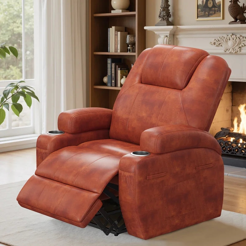 Lacoo Power Lift Electric Massage Recliner Chair Oversized Single Sofa with Cup Holder for Elderly. Black