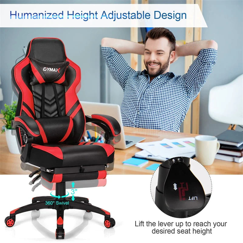 Ergonomic Gaming Chair Recliner with Footrest. Linkage Armrests & Lumbar Support. Big Wide High Back Swivel Video Gaming Office Computer Chair