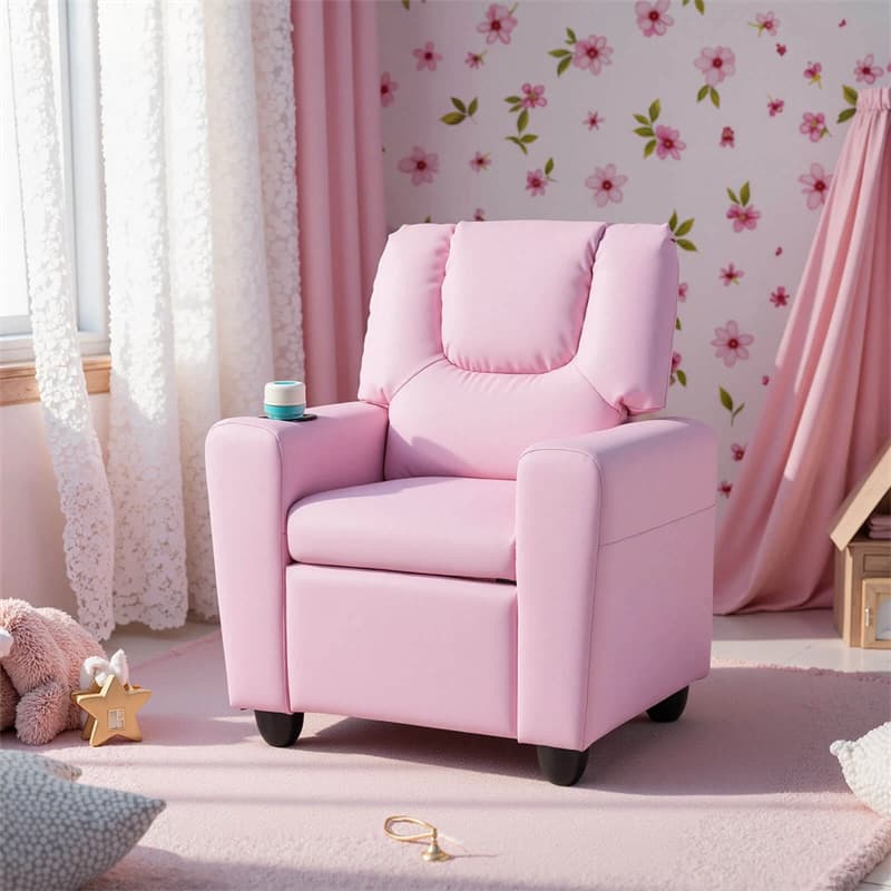 Kids Recliner Chair with Cup Holder & Side Pocket. Adjustable Toddler Lounge Sofa. Ergonomic Children Armchairs for Boys Girls Age 3+. 150lbs