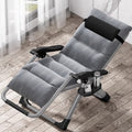 NAIZEA Outdoor Zero Gravity Chair Camping Recliner Lawn Recliner. Reclining Patio Lounger Chair. Folding Portable Chaise with Detachable Soft Cushion. Cup Holder. Headrest