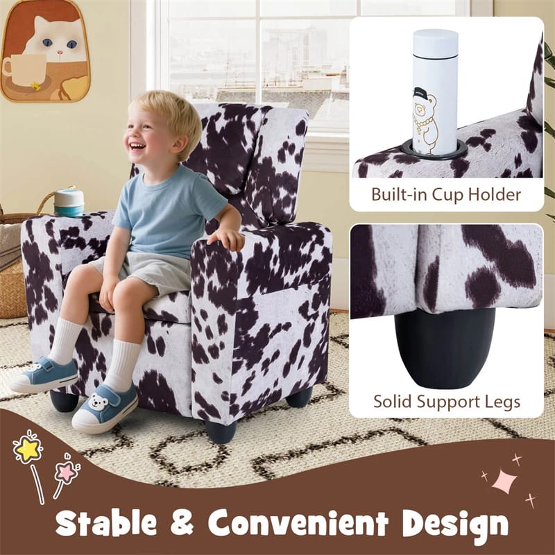 Kids Recliner Chair with Cup Holder & Side Pocket. Adjustable Toddler Lounge Sofa. Ergonomic Children Armchairs for Boys Girls Age 3+. 150lbs