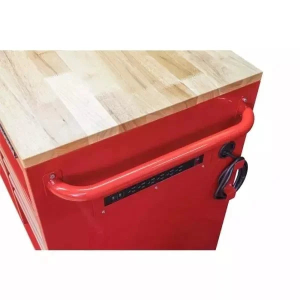 52 IN. W 24 IN. D 9-DRAWER GLOSS RED MOBILE WORKBENCH