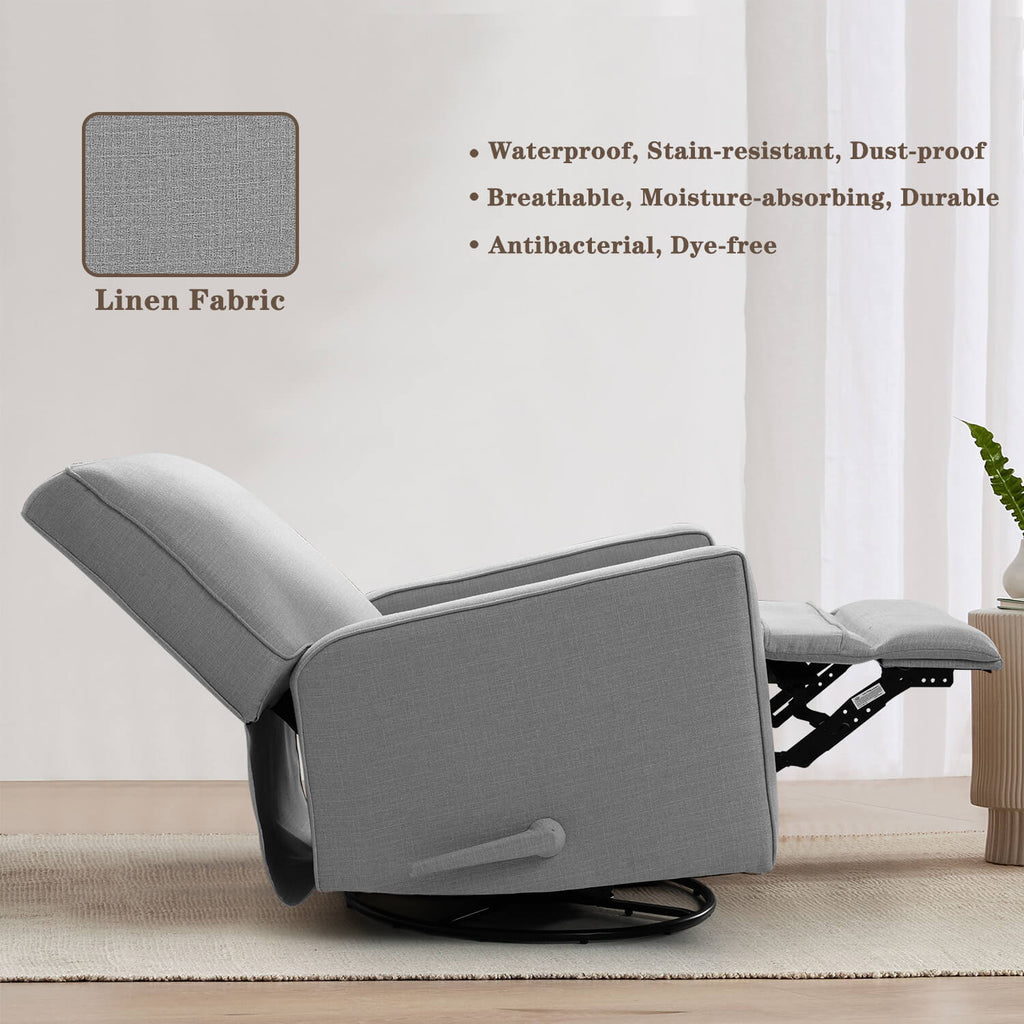 Manual Recliner Nursery Glider & Swivel Rocking Recliner Chair. Fabric