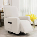 Enova Home Ultra Soft Rhombus Stretch Fabric Recliner Slipcover with Elastic Bottom Side Pocket - Ivory