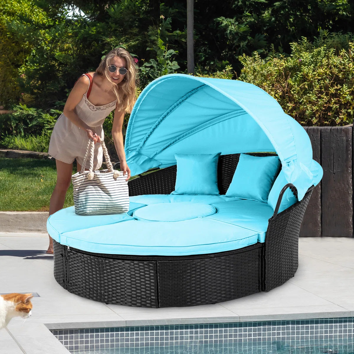 Antashia 70'' Wide Outdoor Patio Daybed with Cushions