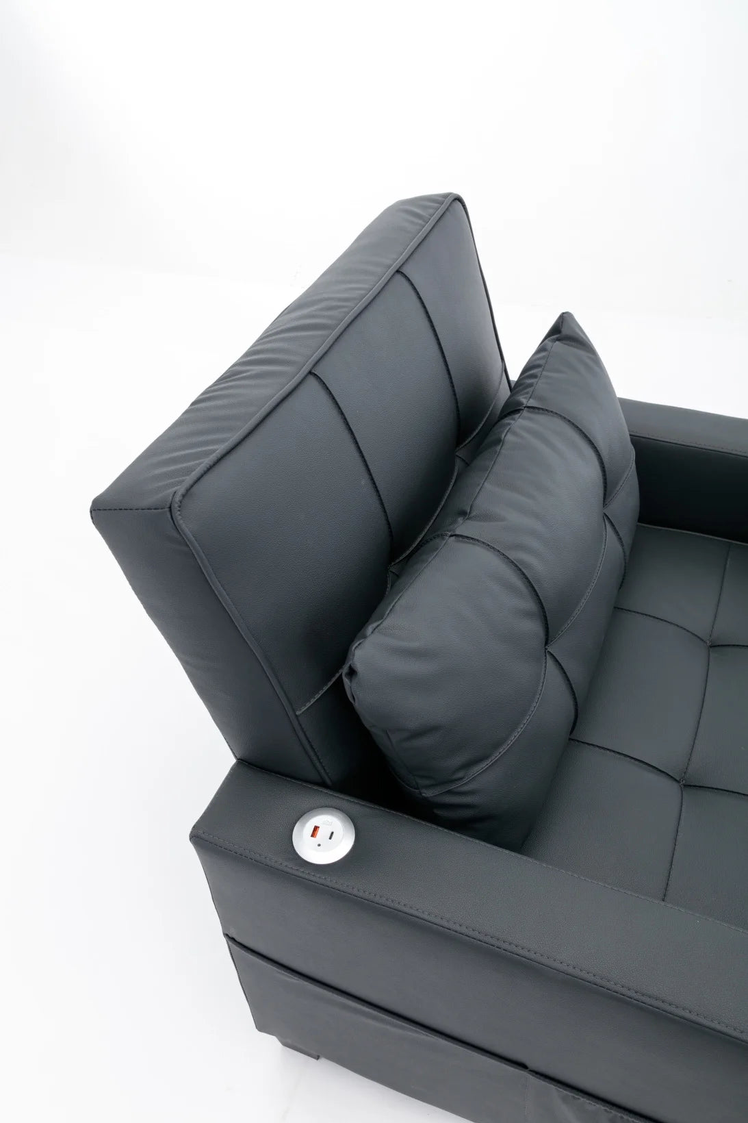 Convertible Futon Sofa Bed. 3 - in - 1 Multi - Functional Sleeper Chair Bed with USB Ports. Adjustable Backrest Recliner. for Living Room Bedroom Small Space. Tech Cloth. Dark Grey